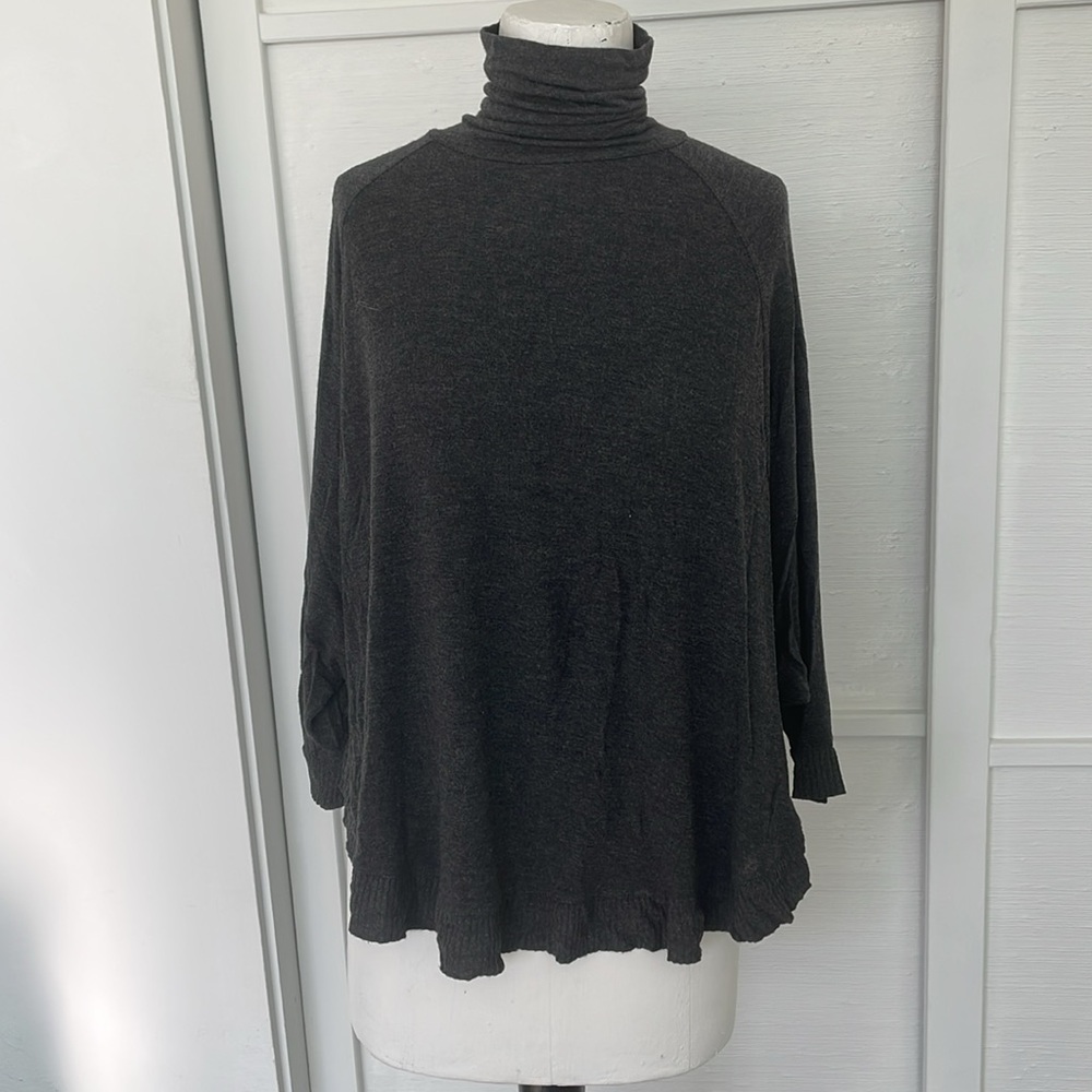 ZARA gray knit poncho turtle neck
